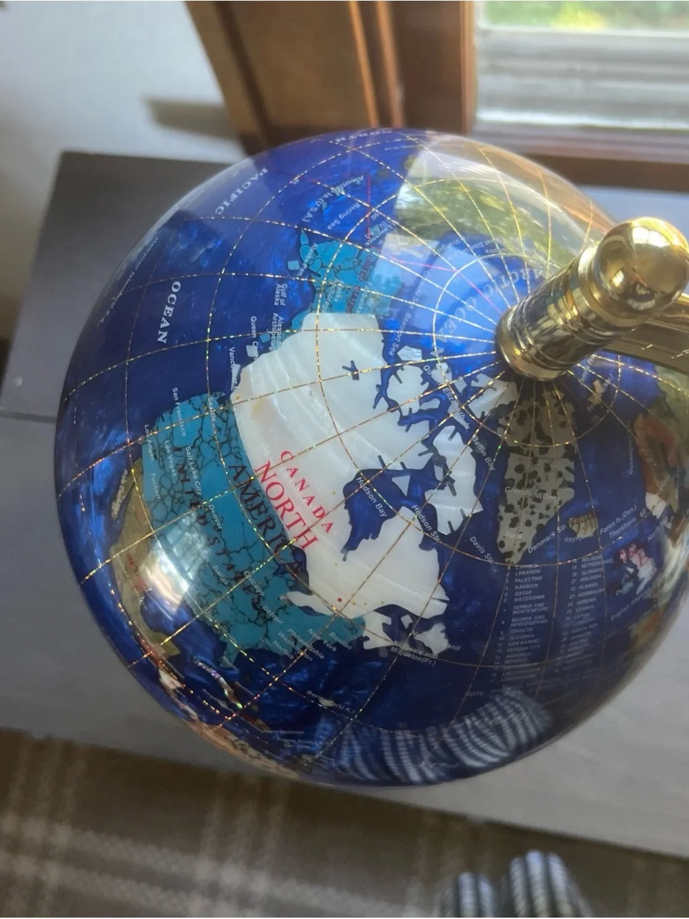 Stunning Semi-Precious Gem Stone Inlaid Globe